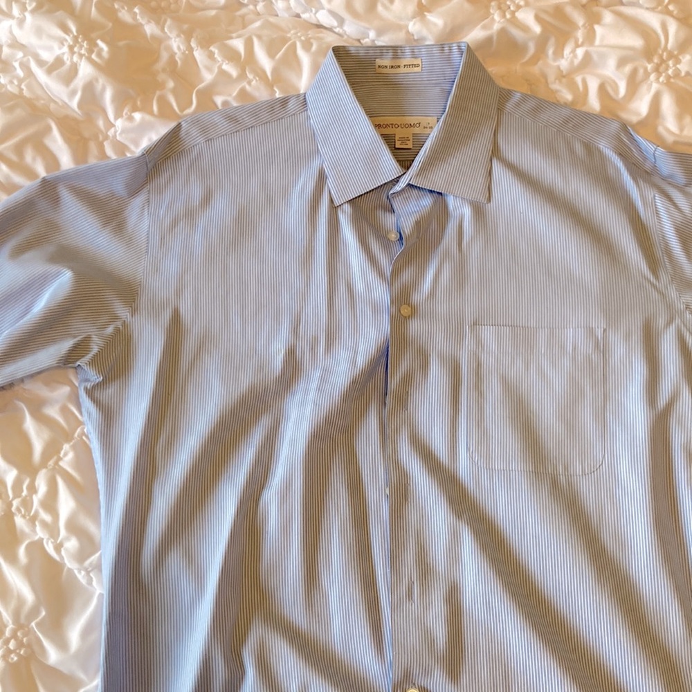 Pinstripe Blue and White Pronto Uomo Dress Shirt